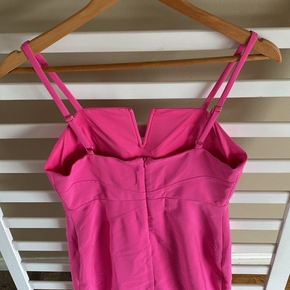 Laundry By Shelli Segal Hot Pink Split Front Sheath Formal Cocktail Gown Size 4 - Picture 10 of 16